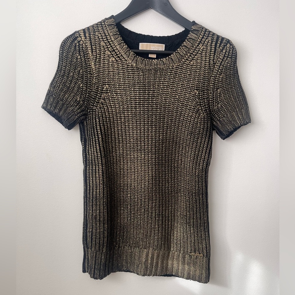 Michael Kors | Gold Painted Knit Sweater Top